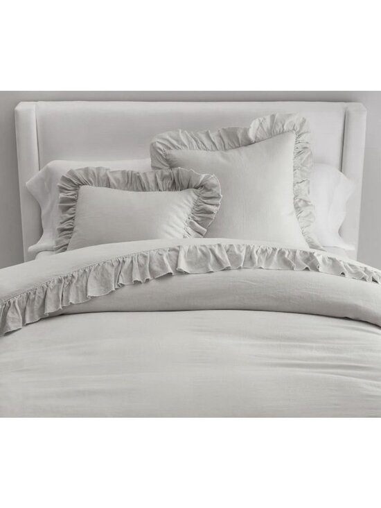 Pottery Barn Other - PAIR pottery barn tencel ruffle standard Pillow shams Soft grey EURO New